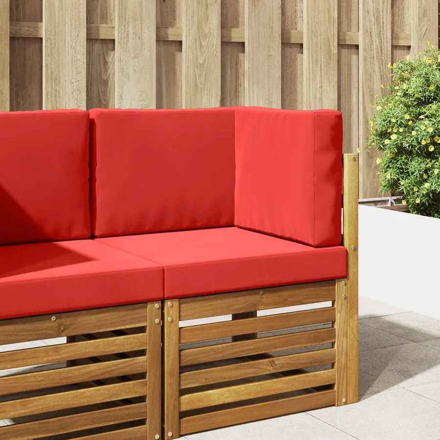Coussin de canapé d'extérieur 3 pcs Rouge Polyester