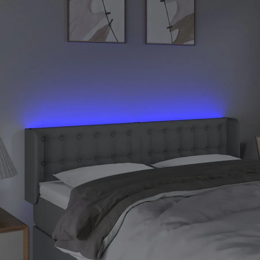 Tête de lit à LED Gris clair 147x16x78/88 cm Tissu - 4