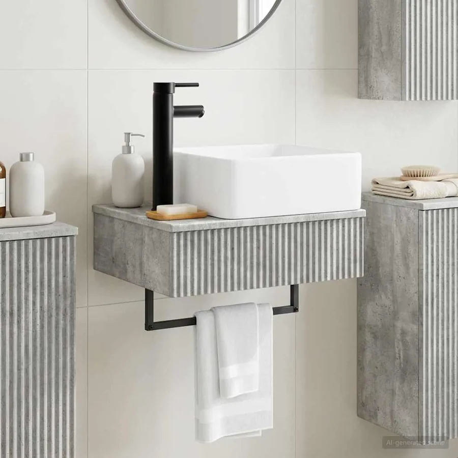 Basin de lavage mural Gris béton 50 x 41 x 39 cm