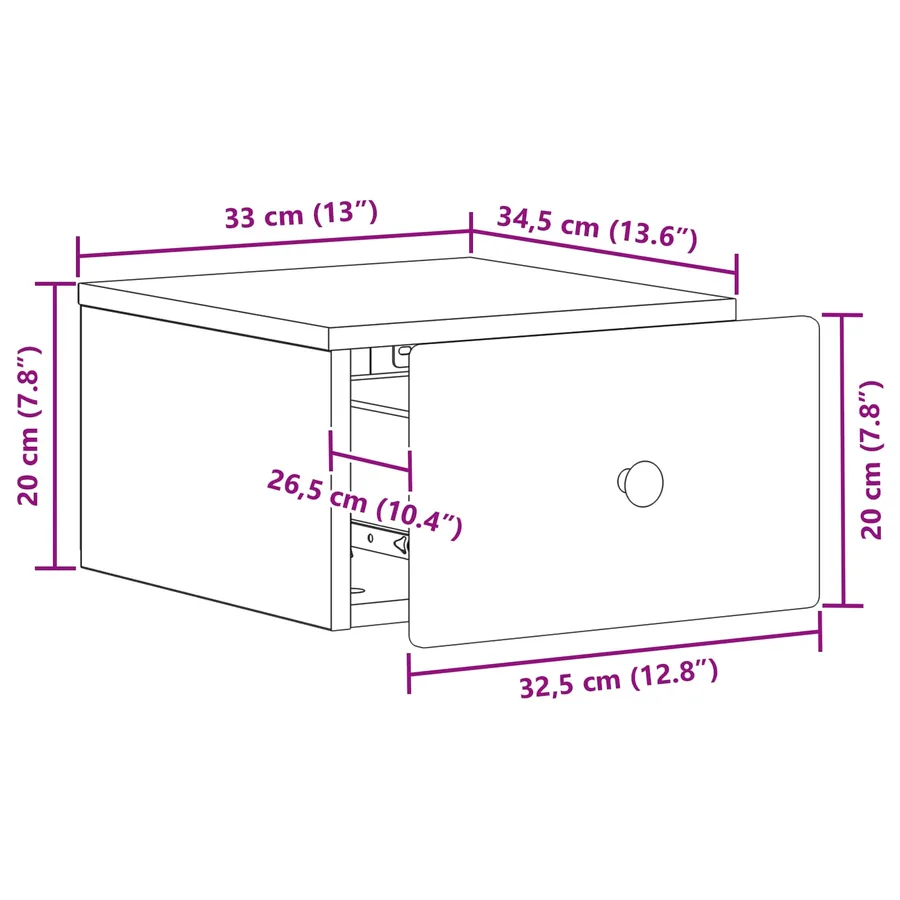 Cabinet de chevet mural 2 pcs Blanc 34,5 x 33 x 20 cm - 11