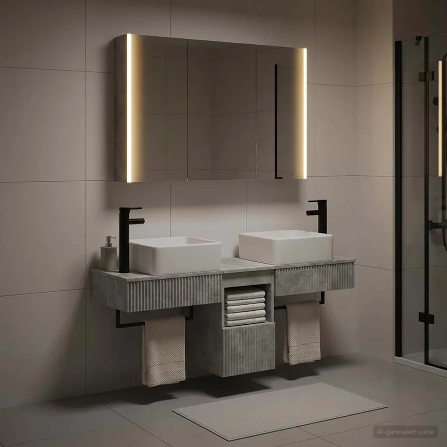 Ensemble d'armoire de salle de bain 4 pcs Gris béton