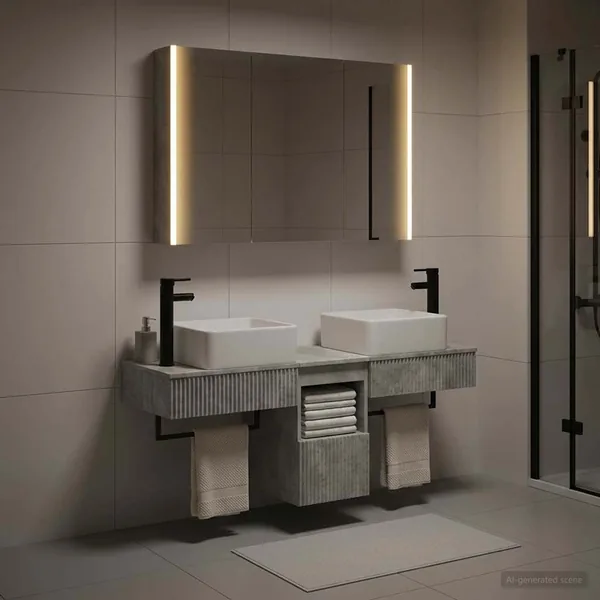 Ensemble d'armoire de salle de bain 4 pcs Gris béton