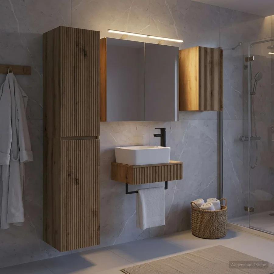 Ensemble de mobilier de salle de bain 5 pc Chêne artisanal