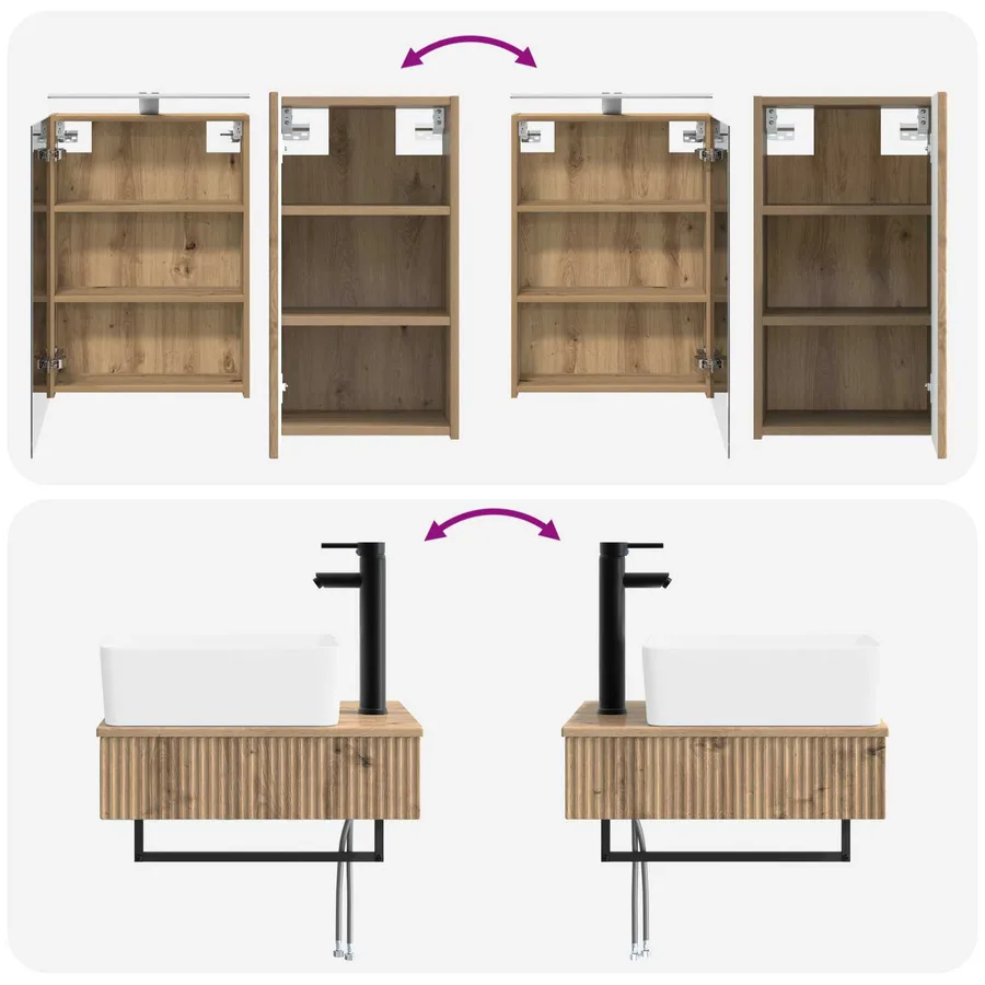 Ensemble de mobilier de salle de bain 5 pc Chêne artisanal - 14