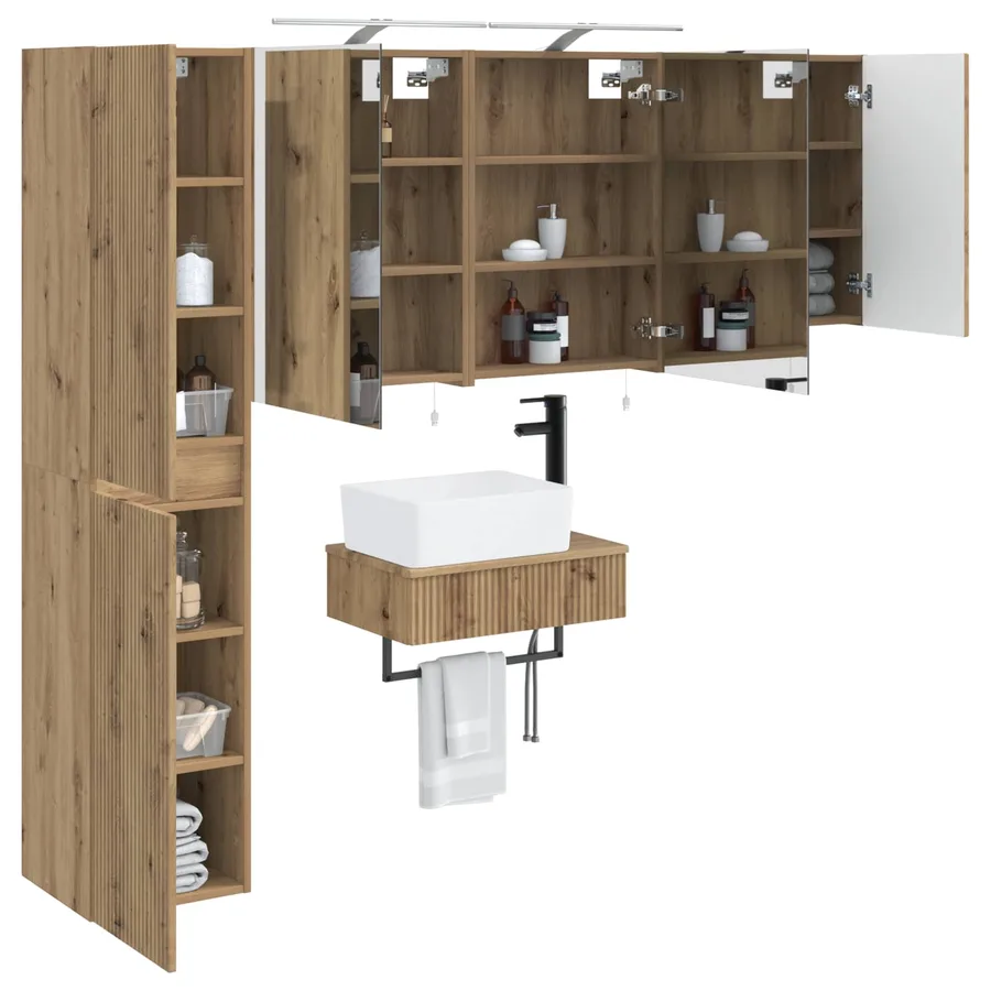 Ensemble de mobilier de salle de bain 5 pc Chêne artisanal - 3