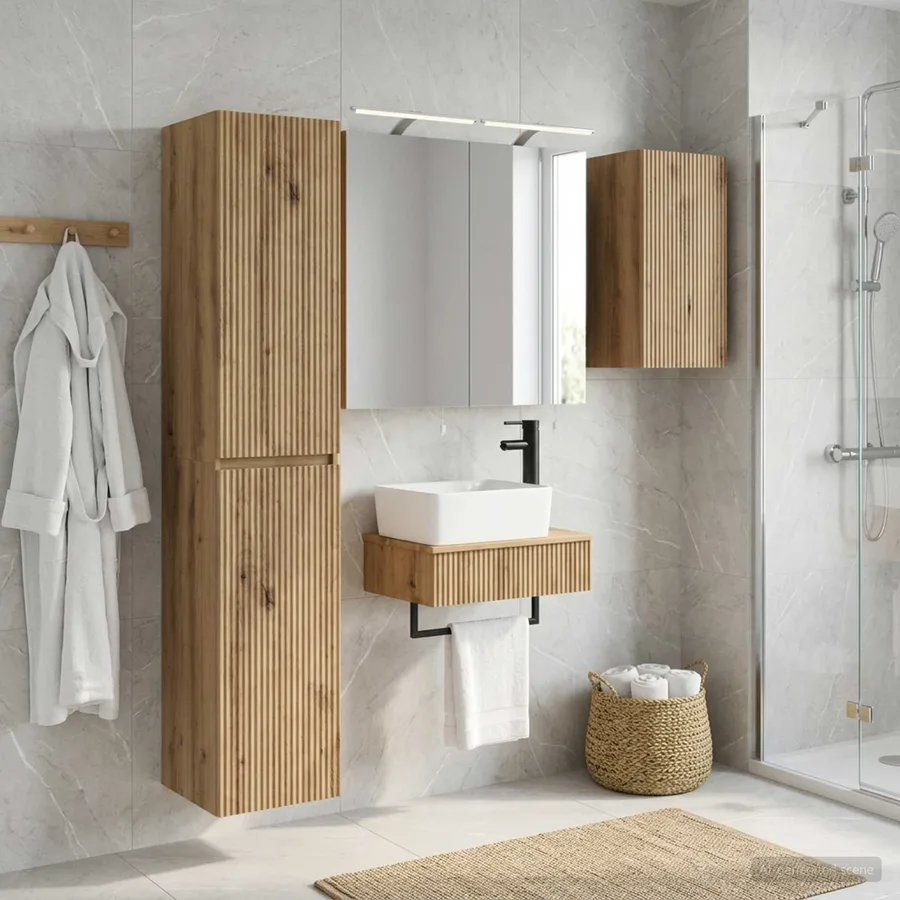 Ensemble de mobilier de salle de bain 5 pc Chêne artisanal - 4