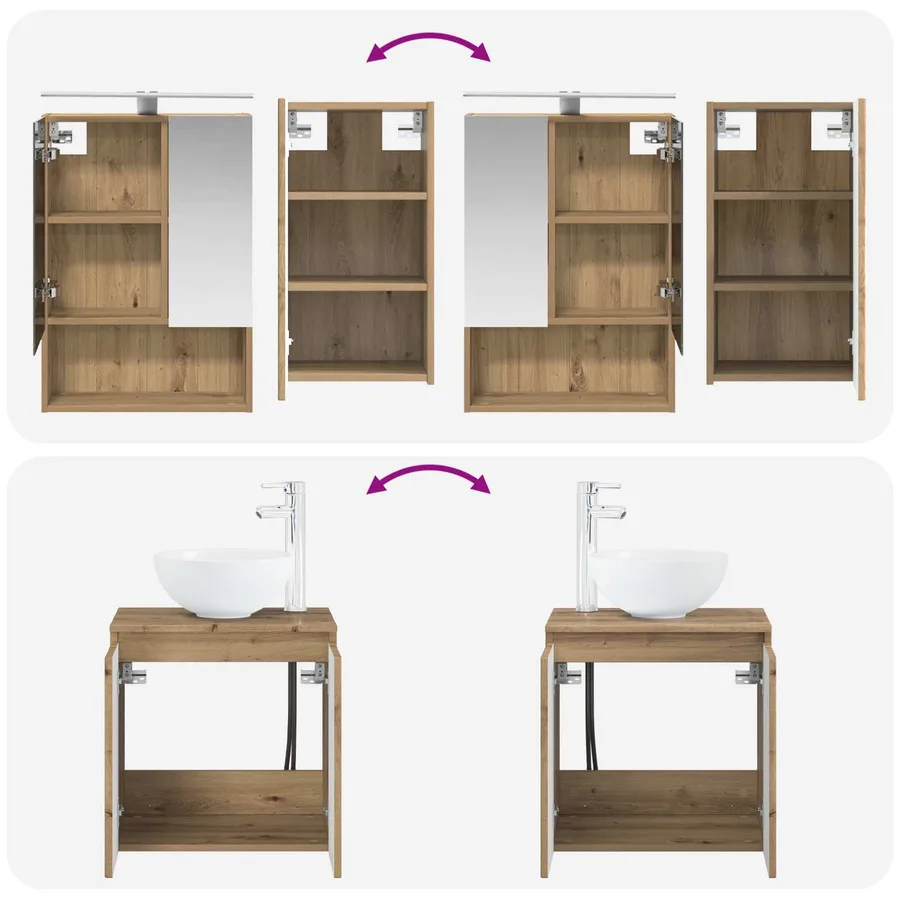 Ensemble d'armoire de salle de bain 5 pc Chêne artisanal - 14