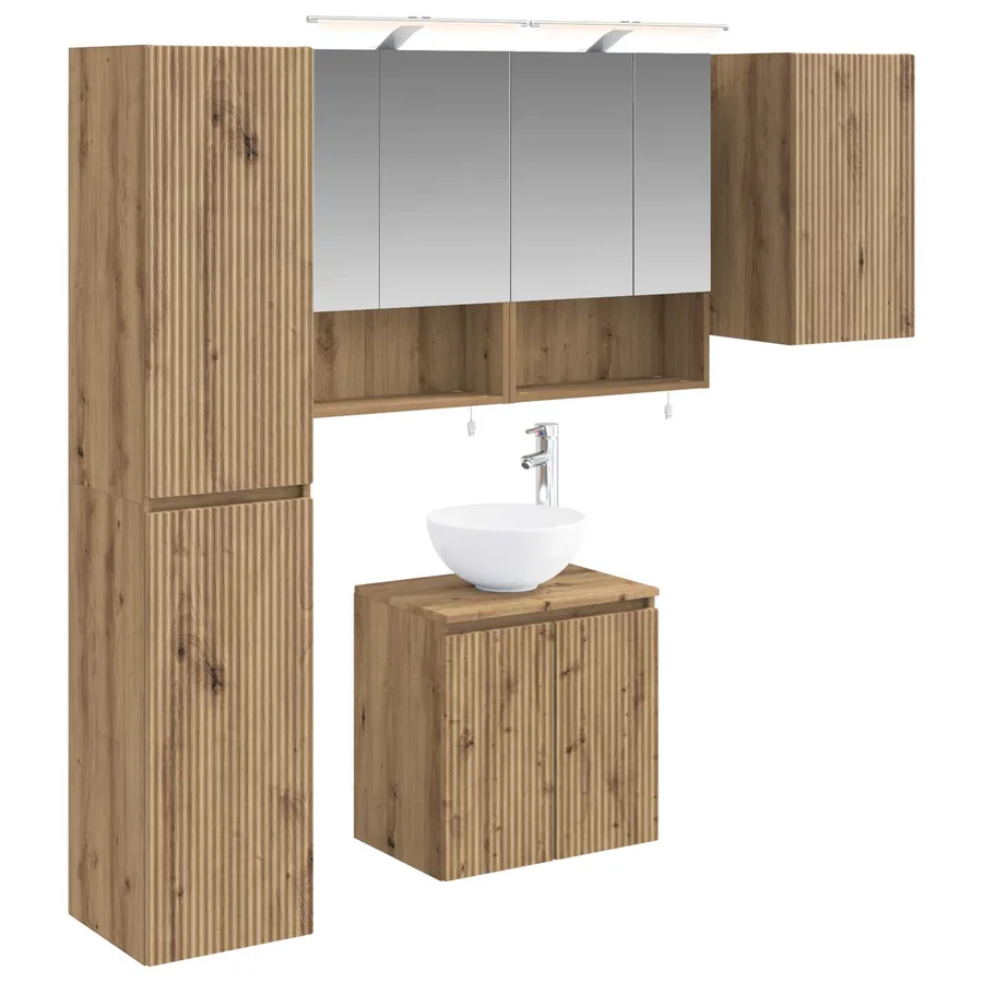 Ensemble d'armoire de salle de bain 5 pc Chêne artisanal - 2