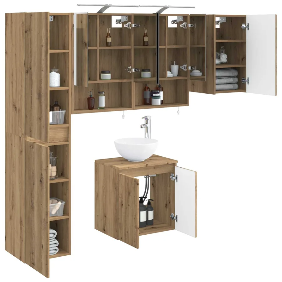 Ensemble d'armoire de salle de bain 5 pc Chêne artisanal - 3