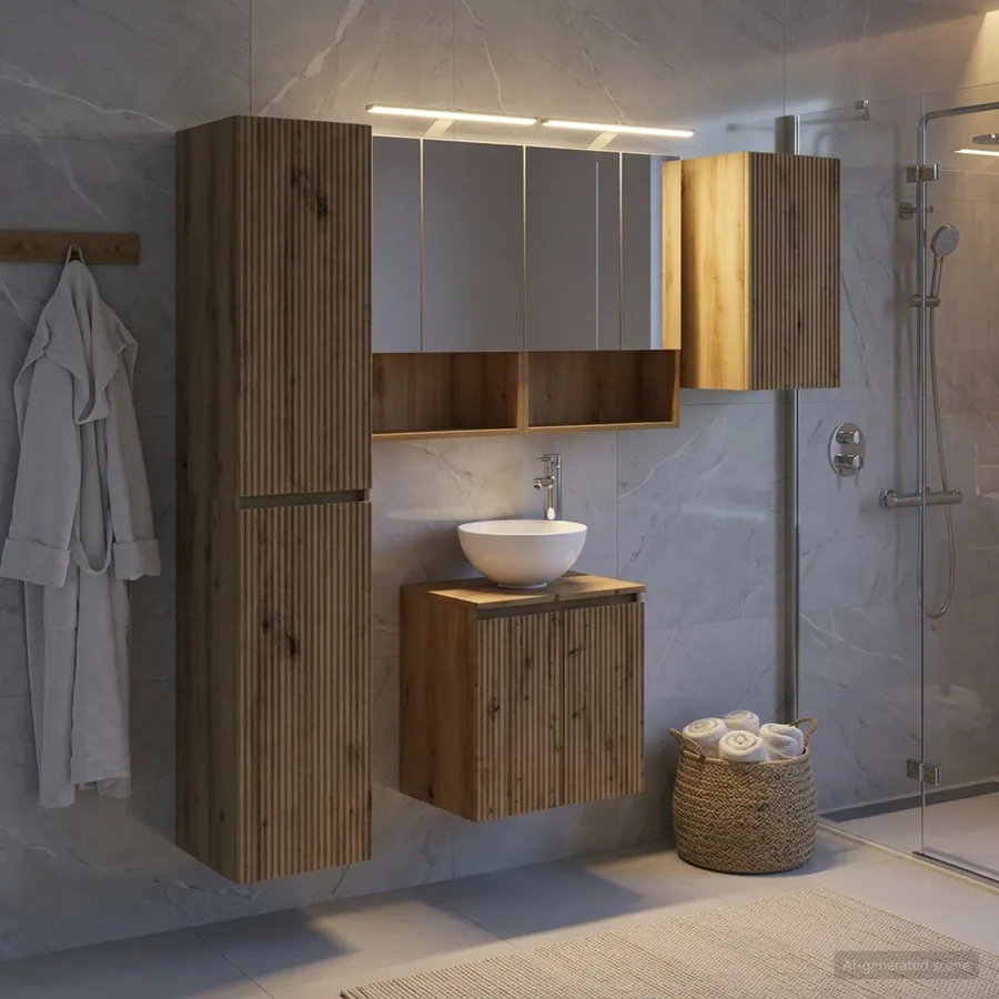 Ensemble d'armoire de salle de bain 5 pc Chêne artisanal - 4