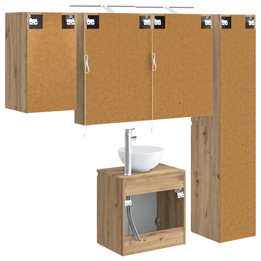 Ensemble d'armoire de salle de bain 5 pc Chêne artisanal - 9