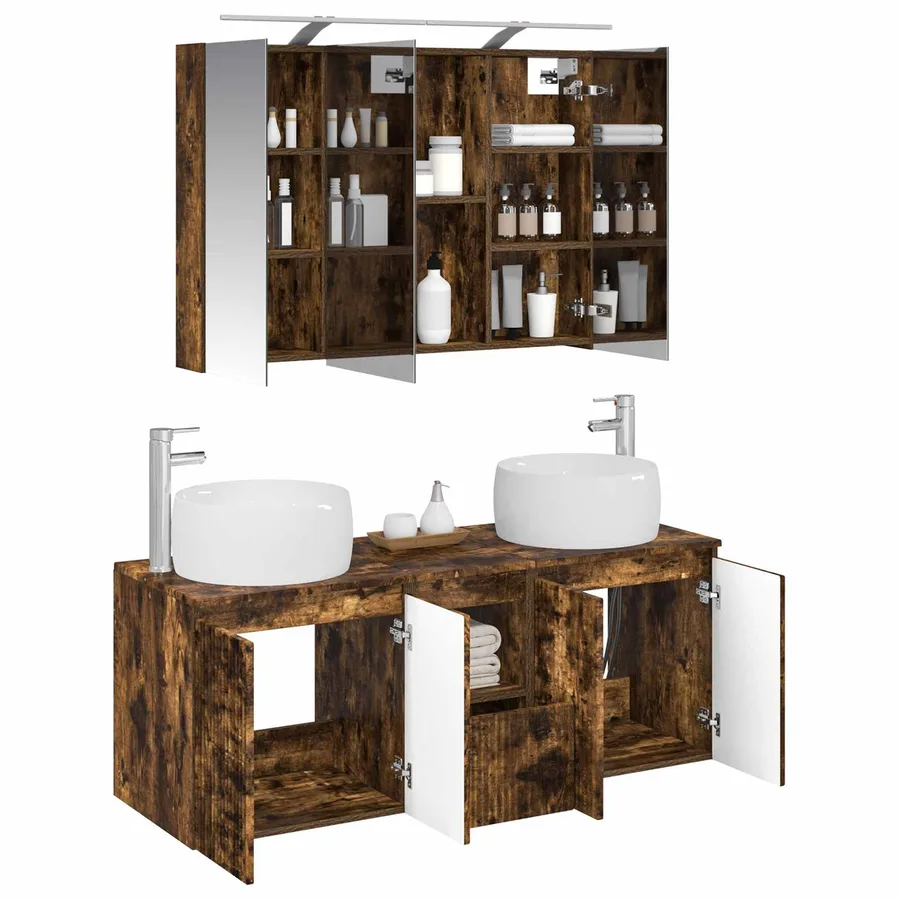 Ensemble d'armoire de salle de bain 4 pcs Chêne fumé - 3