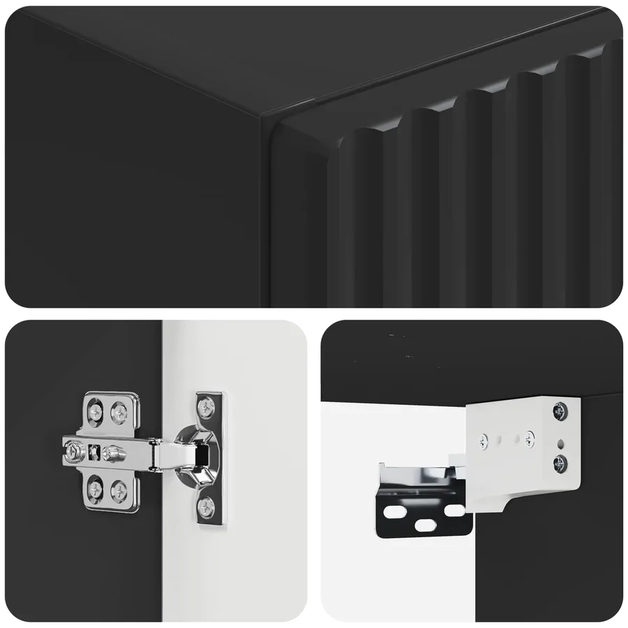 Cabinet de Salle de Bain Mural Noir 33 x 34,5 x 160 cm - 6