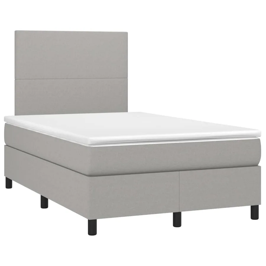 Sommier à lattes de lit et matelas et LED Gris clair 120x200 cm - 3