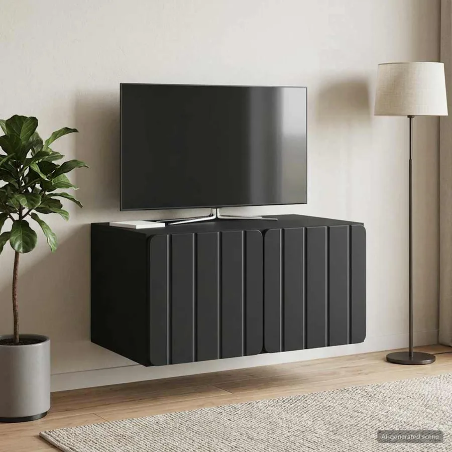 Meuble TV mural 59,5 x 41 x 30 cm Noir Bois d'ingénierie - 4