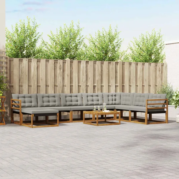 Ensemble de canapés d'extérieur 9 pcs Gris Naturel et Clair