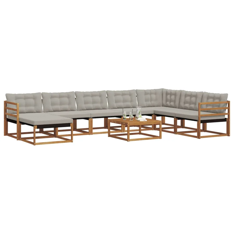 Ensemble de canapés d'extérieur 9 pcs Gris Naturel et Clair - 3
