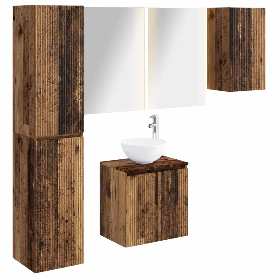 Ensemble d'armoire de salle de bain 5 pcs Bois ancien - 2