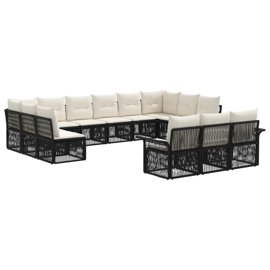 Ensemble de canapé de jardin 13 pcs Noir polyrotin - 2