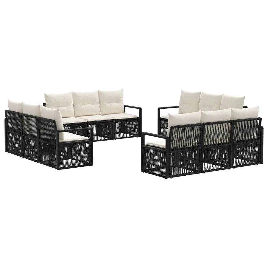 Ensemble de canapé de jardin 12 pcs Noir polyrotin