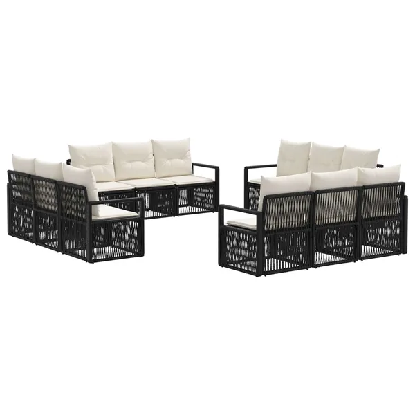 Ensemble de canapé de jardin 12 pcs Noir polyrotin