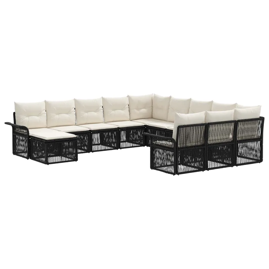 Ensemble de canapé de jardin 12 pcs Noir et blanc crème - 2