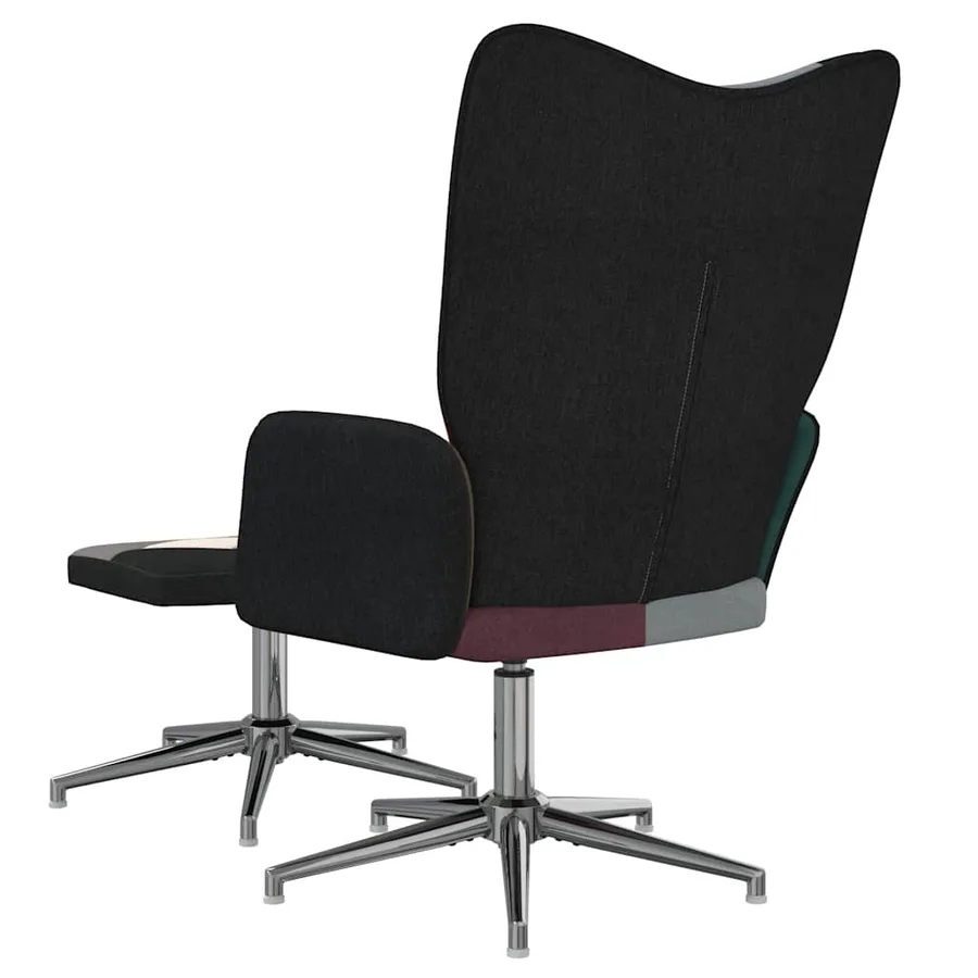Chaise de relaxation avec tabouret Patchwork Tissu - 5