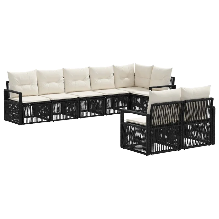 Ensemble de canapé de jardin 8 pcs Noir polyrotin - 2