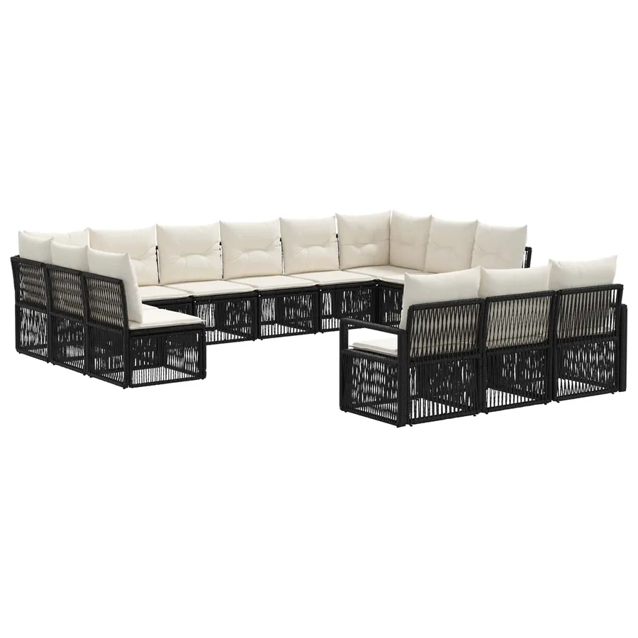 Ensemble de canapé de jardin 13 pcs Noir polyrotin
