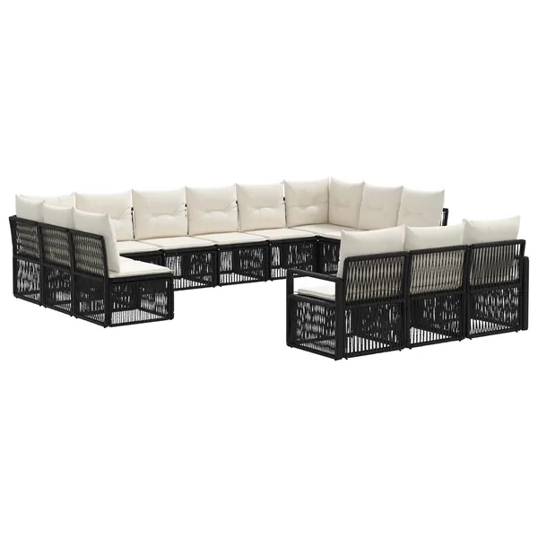 Ensemble de canapé de jardin 13 pcs Noir polyrotin