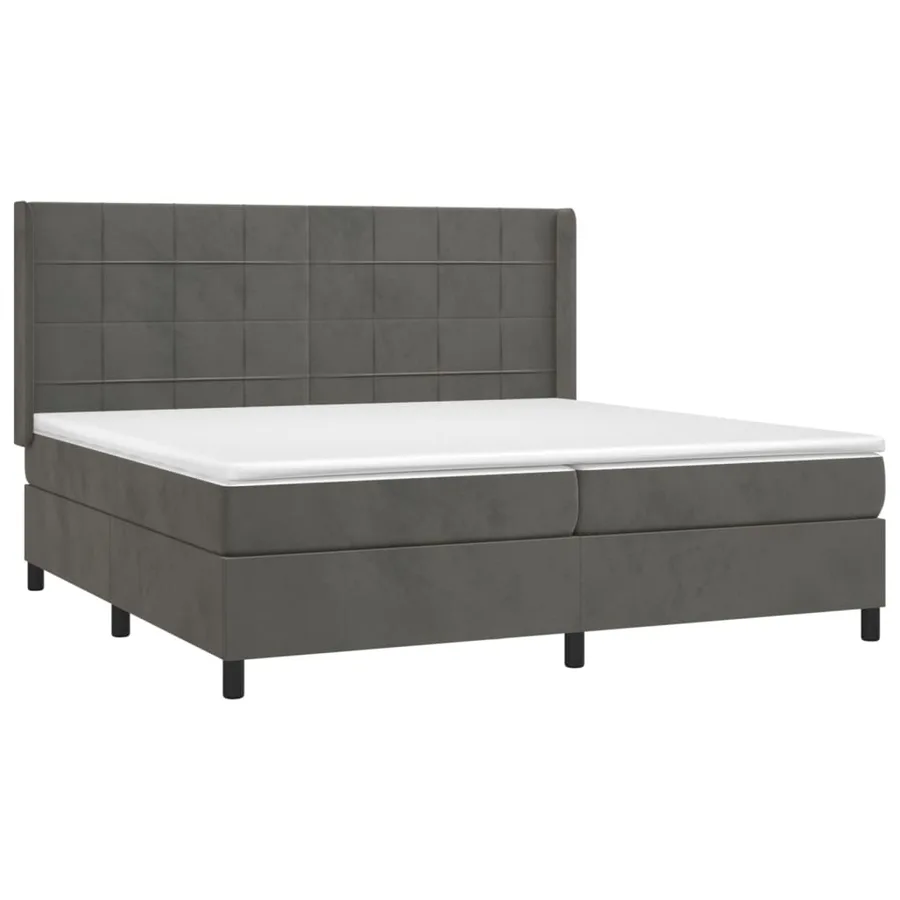 Sommier à lattes de lit matelas et LED Gris foncé 200x200 cm - 4