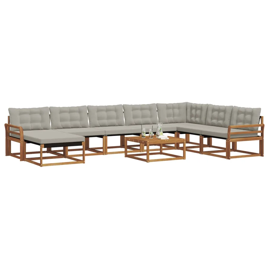 Ensemble de canapés d'extérieur 9 pcs Gris Naturel et Clair - 3