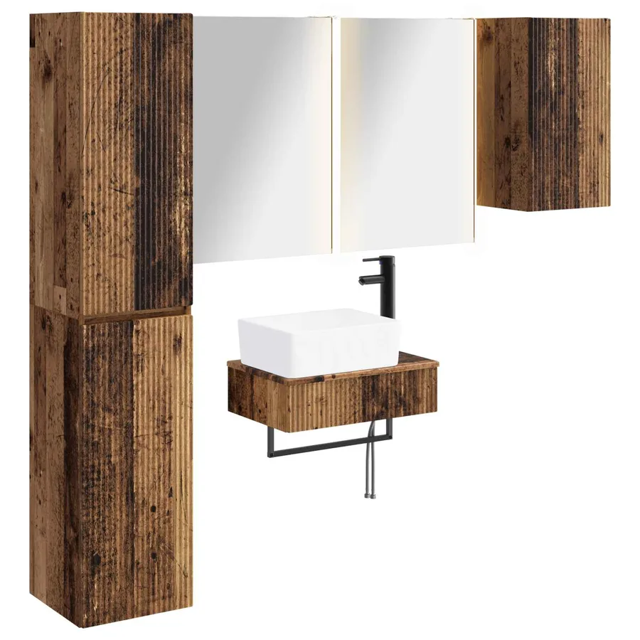 Ensemble de mobilier de salle de bain 5 pcs Bois ancien - 2
