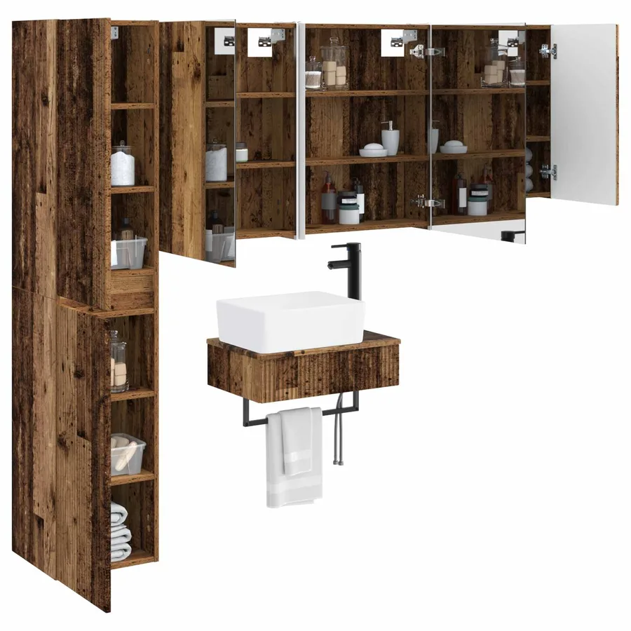 Ensemble de mobilier de salle de bain 5 pcs Bois ancien - 3