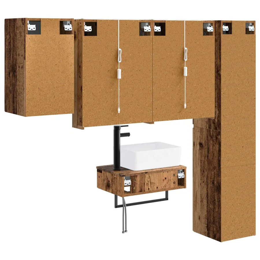 Ensemble de mobilier de salle de bain 5 pcs Bois ancien - 9
