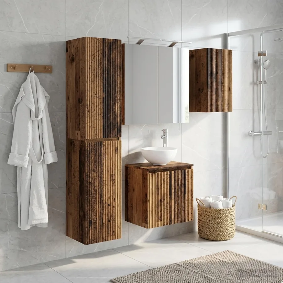 Ensemble d'armoire de salle de bain 5 pcs Bois ancien