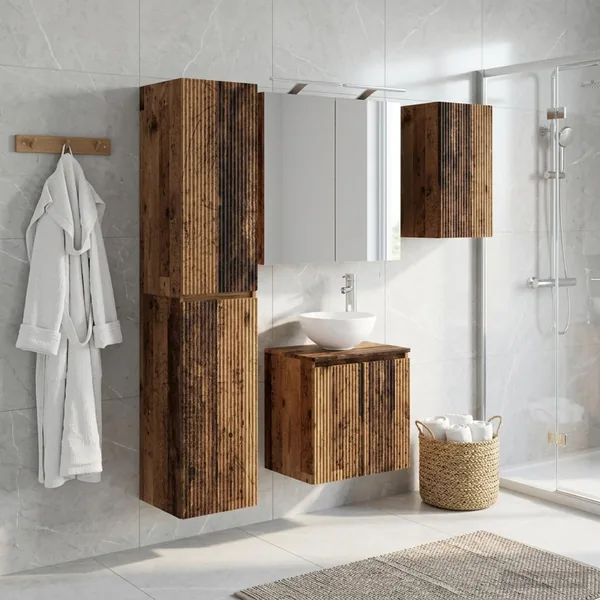 Ensemble d'armoire de salle de bain 5 pcs Bois ancien