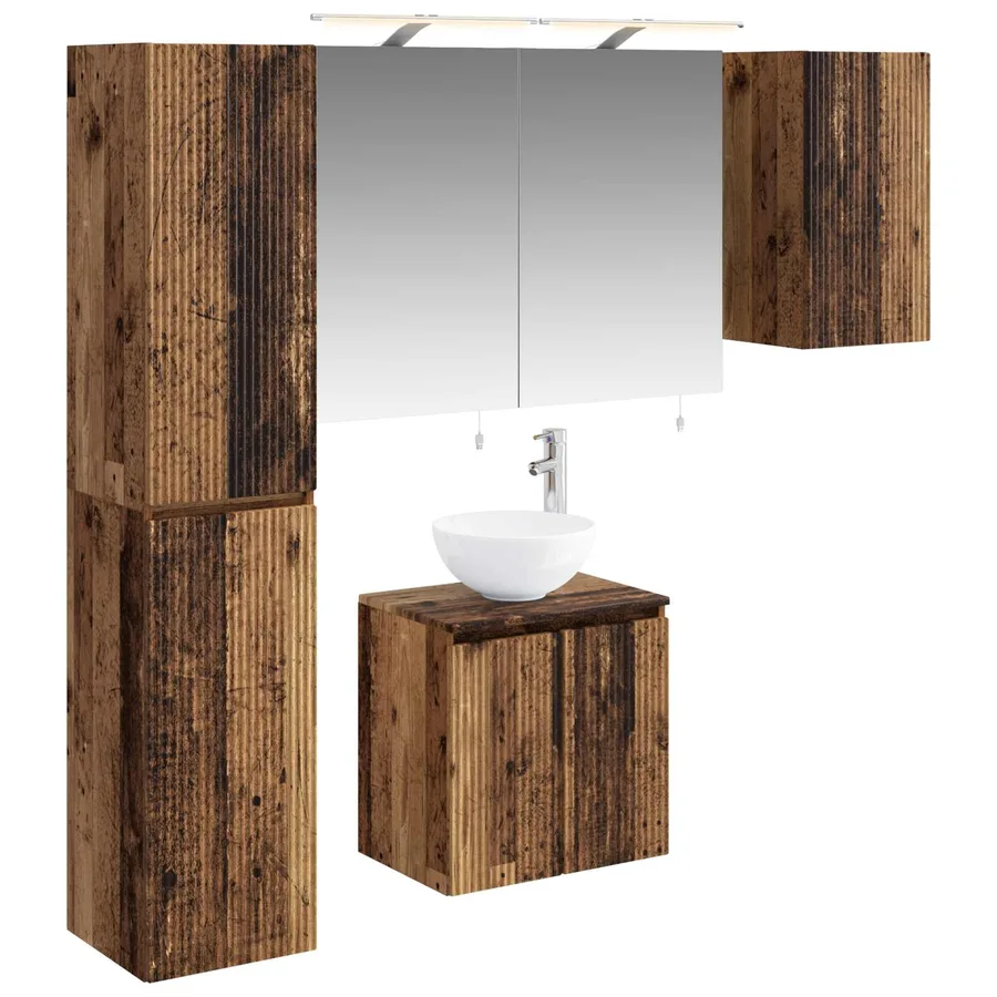 Ensemble d'armoire de salle de bain 5 pcs Bois ancien - 2