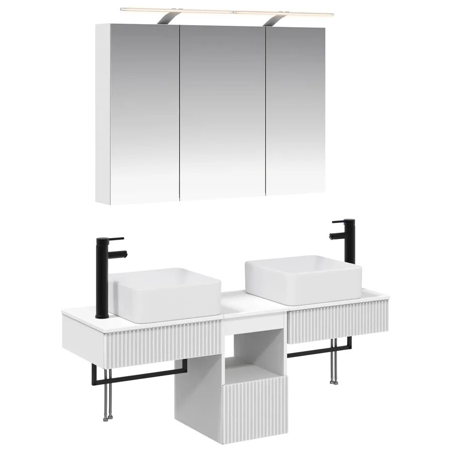 Ensemble d'armoire de salle de bain 4 pcs Blanc - 2