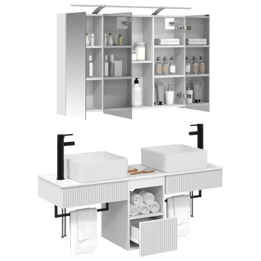 Ensemble d'armoire de salle de bain 4 pcs Blanc - 3