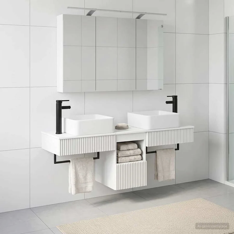 Ensemble d'armoire de salle de bain 4 pcs Blanc - 4