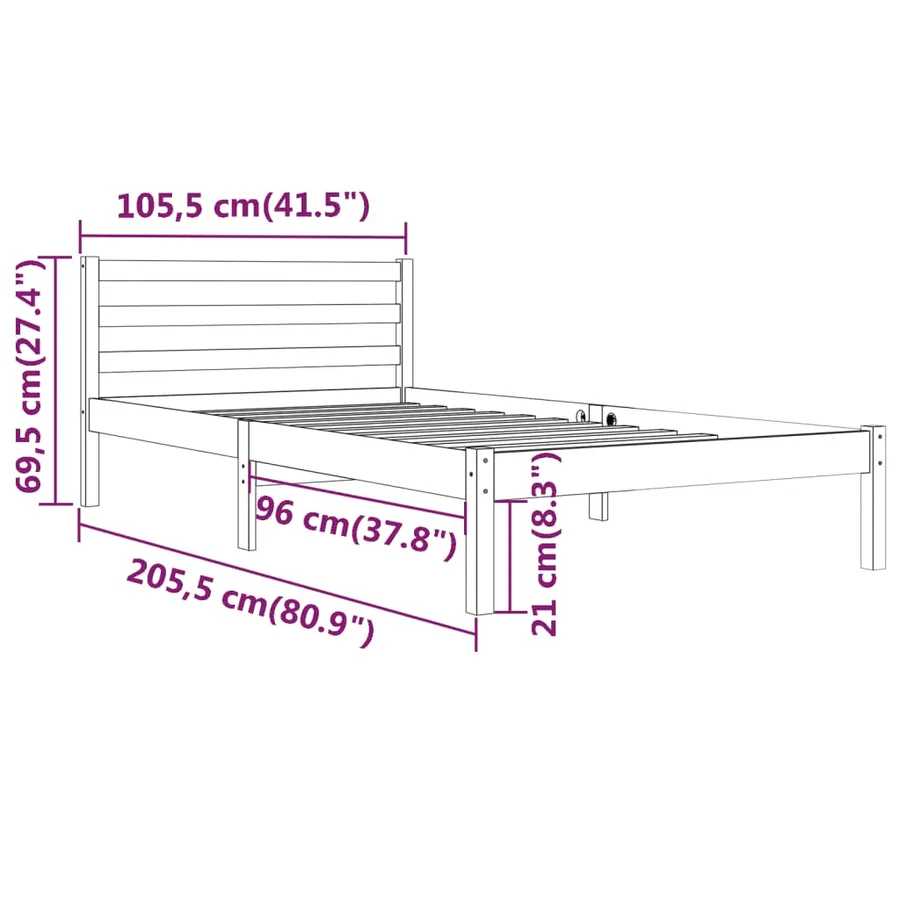 Cadre de lit sans matelas bois massif de pin 100x200 cm - 8