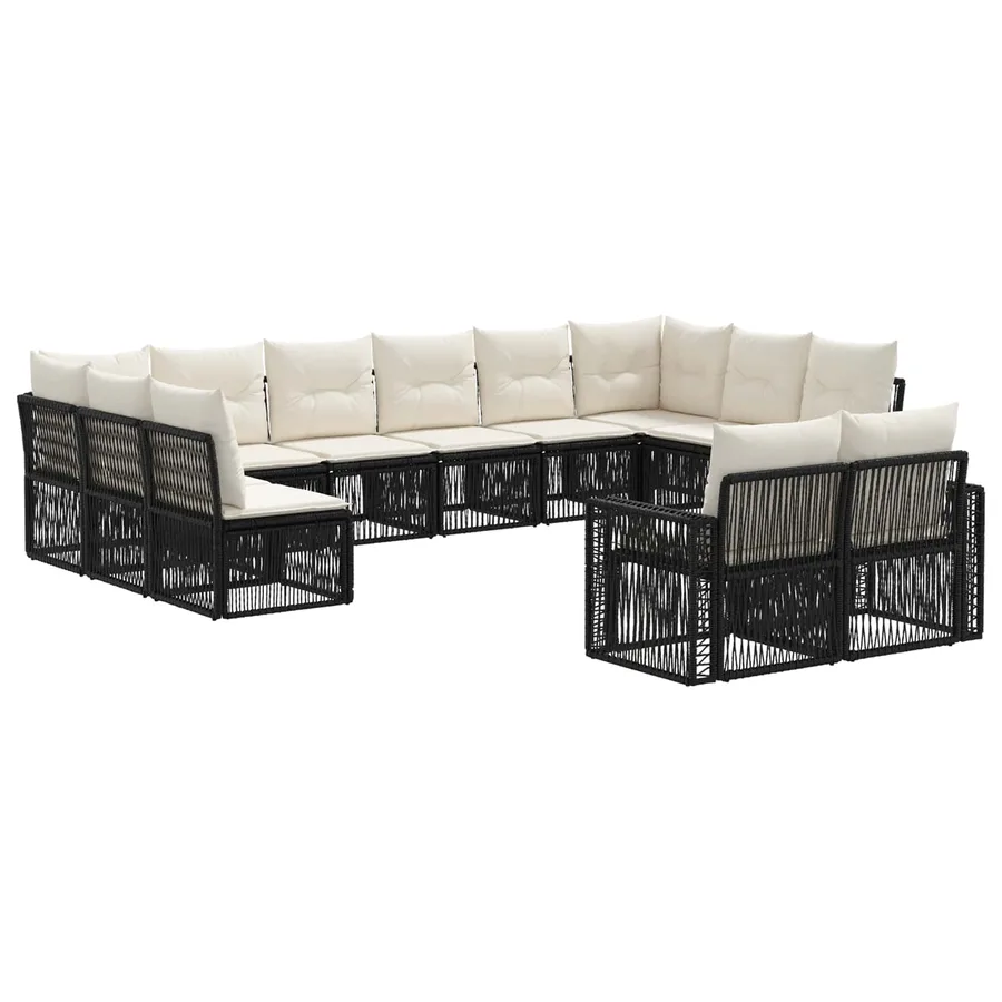 Ensemble de canapé de jardin 12 pcs Noir et blanc crème - 2