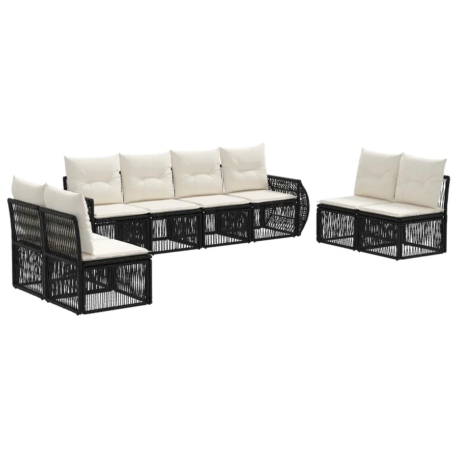 Ensemble de canapé de jardin 8 pcs Noir et blanc crème - 2