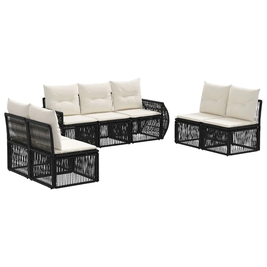 Ensemble de canapé de jardin 7 pcs Noir et blanc crème - 2