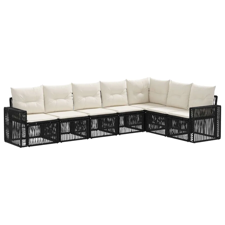 Ensemble de canapé de jardin 7 pcs Noir et blanc crème - 2