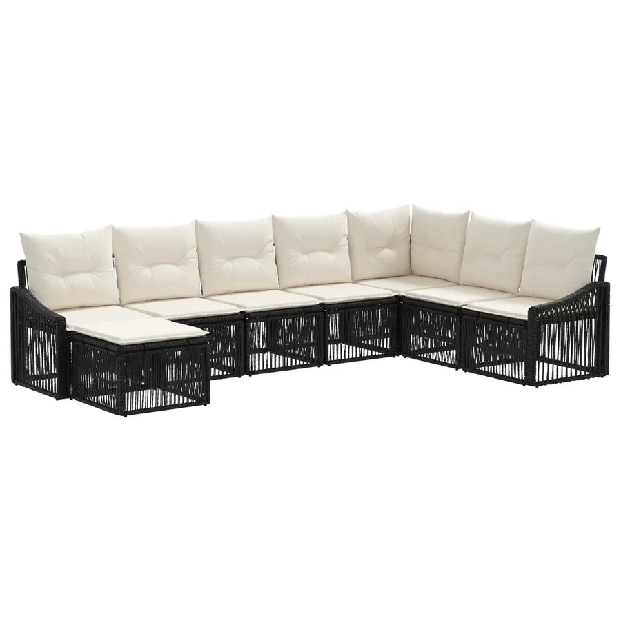 Ensemble de canapé de jardin 8 pcs Noir polyrotin - 2