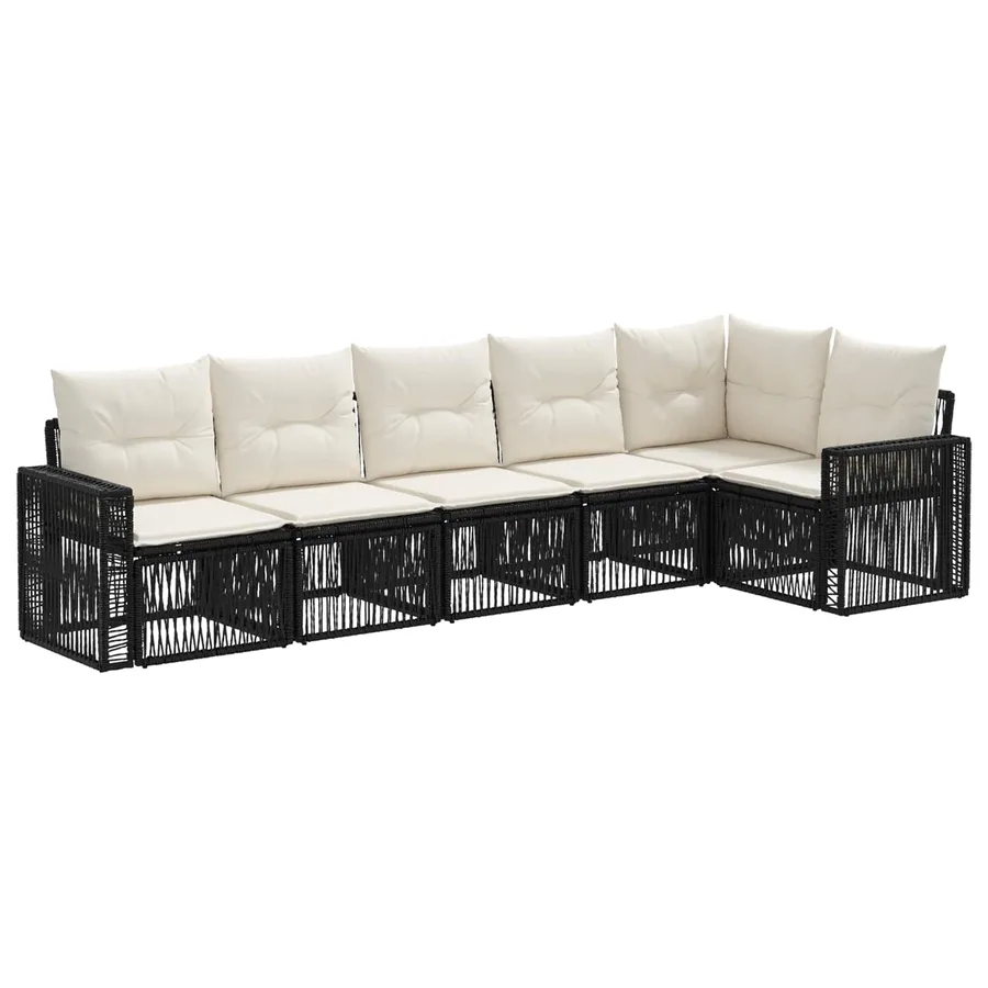 Ensemble de canapé de jardin 6 pcs Noir et blanc crème - 2