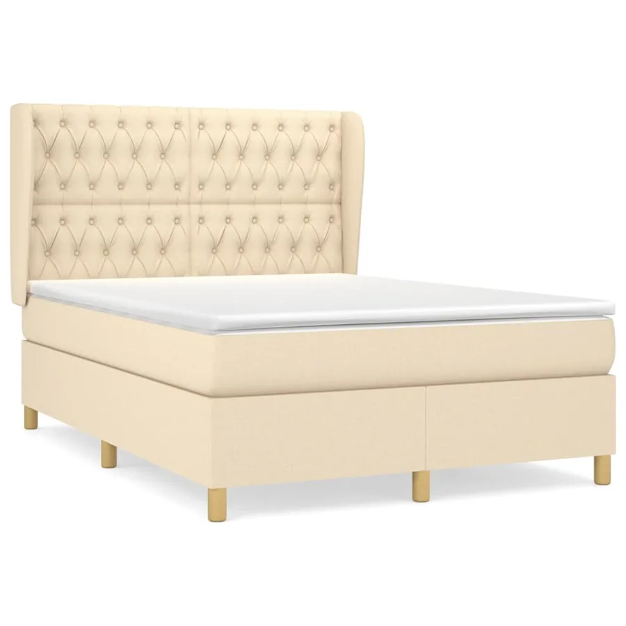 Sommier à lattes de lit avec matelas Crème 140x190 cm Tissu - 2