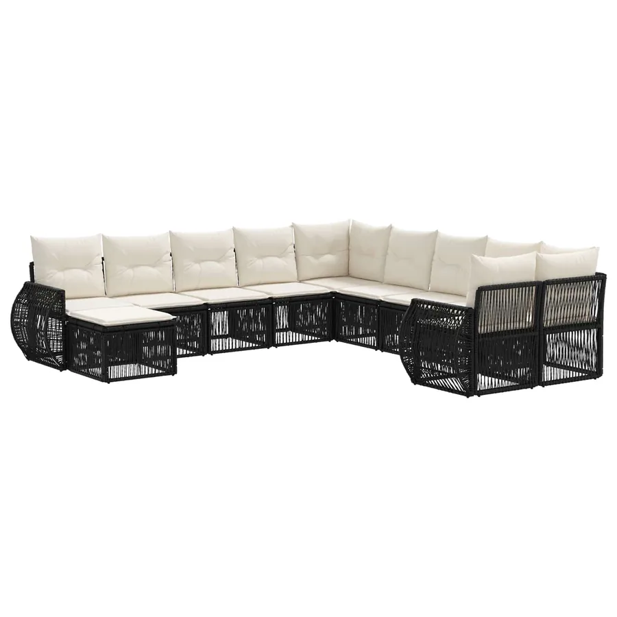 Ensemble de canapé de jardin 11 pcs Noir polyrotin